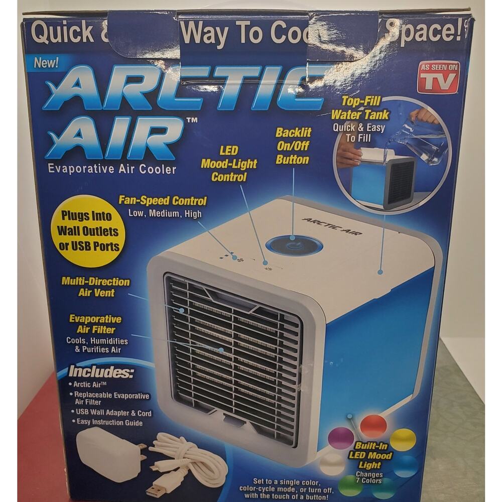 Ontel Arctic Air Portable Air Conditioner Cooler Humidifies Purifies LED Lights